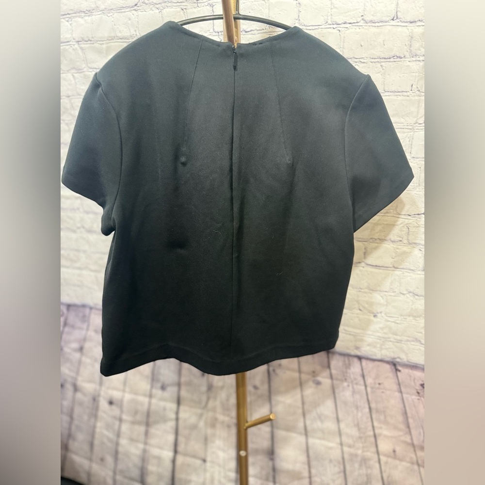 SPANX The Perfect Funnel Top Ponte Shirt Zip Back Short Sleeve Slimming Medium - Picture 9 of 15